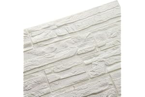 NHSUNRAY Paneles de Pared de Ladrillo 3D, Adhesivos de Espuma de Polietileno, Papel Tapiz Autoadhesivo para Bricolaje para Sala de Estar, Dormitorio, Cocina (24 Piezas, Blanco)