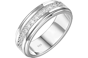 SweetJew Mens Wedding Band Ring White Gold 925 Sterling Silver 14 Round Cut Cubic Zirconia Promise Ring For Him Size O-Z+2