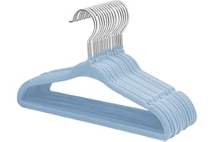 ‎MANGOTREE ManGotree Baby Samt Kleiderbügel für Säuglinge und Kleinkinder, 27,8cm Kinder Größe, 360 Grad Drehbar, Ultradünnes und Rutschfestes Design, 15 Stück (Blau)