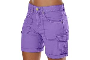 POIUIYQA Pantalones Cortos Mujer Verano Ligeros Elasticos Pantalones Cortos Impermeable con Bolsillos Golf Deportes Cargo Hiking Shorts Trekking Pants De Trabajo