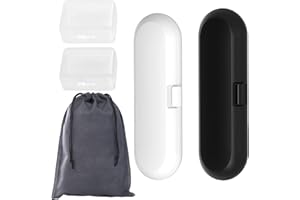 YOYIAG Estuche Viaje de Cepillo Eléctrico 2 Piezas Estuche para Cepillo de Dientes Eléctrico, Estuche Cepillo Dientes, Viajes Accesorios, Porta Cepillo de Dientes Viaje (Blanco, Negro)