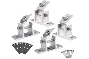 Moollyfox Lot de 4 supports de panneau solaire réglables 10-60°, support de module PV en aluminium, fixation panneau solaire avec vis et patins en caoutchouc pour camping-car, bateau, toit, murs