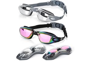 RIOROO RIORIO okulary pływackie, okulary do pływania, ochrona przed promieniowaniem UV, przeciwmgielne z szerokimi soczewkami, silikonowe uszczelki do basenu dla mężczyzn, kobiet