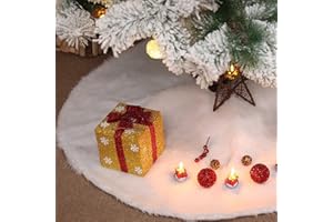 XiXiRan Decke Weihnachtsbaum Rock 120 cm Runde, Schneeflocke weiß Plüsch Weihnachtsbaum Decke, Decke Unterm Tannenbaum, Christbaum Teppich für Weihnachtsbaum Verzierung Bodendekoration