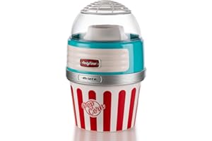 Ariete 2957 Pop Corn XL Party Time - Macchina per Popcorn - Scoppia 60gr di Mais in 2 minuti ad Aria Calda - Ciotola Estraibile - 1100 Watt - Azzurro