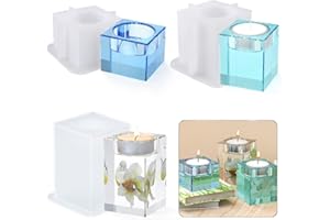 Yalulu 3Pcs Tealight Candle Holder Silicone Mould Candlestick Epoxy Resin Molds, Tea Light Candle Holder Silicone Molds