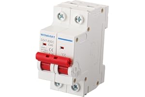 Wengart Miniature Circuit Breaker DZ47-63Z,DC Disconnect Switch,500V 40A 2 Poles,DIN Rail Mount,Work for Battery and Solar PV Systems and other DC Systems