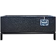 IDEALIST Indoor 70cm Large Trough | Black Reinforced Stone Plant Pot Cover | Detachable 5cm Metal Stand | Slate Effect Rectangular Planter H32 L70 W23 cm, 36 litres