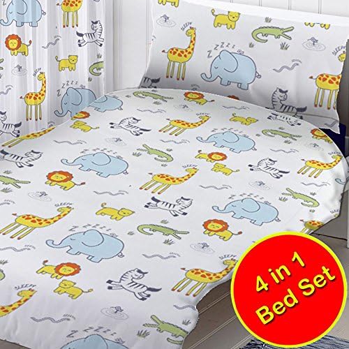 Safari 4 in 1 Junior Bedding Bundle Set (Duvet, Pillow and Covers)