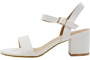 FASHION THIRSTY Womens Mid Block Heels Ankle Strap Open Toe Shoes Ladies Comfort Heeled Party Occasion Wedding Bridal Strappy Slip On High Heel Casual Dress Peep Toe Sandals