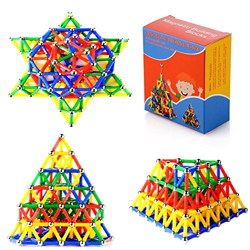 MUITOBOM 206 pcs Educational Magnetic Sticks Building Blocks Toys, Magnetic Tiles Construction Blocks 3D Educational Toy Set for Kids