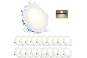 Gr4tec Spot LED Encastrable IP65 Blanc Neutre 4000K 5W 400LM, Plafonnier 220V Trou 68-80mm pour Salle de Bain, Salon, Cuisine, Chambre - Lot de 20