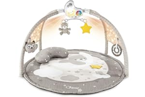Chicco Enjoy Colours, Gimnasio para Bebés 3en1 Beige, Juguete Multifunción Electrónico con Alfombra de Juegos, Estrella Proyector, Luz Nocturna Extraíble y Música Relajante – Juguetes Bebé 0+ Meses