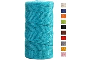 JeogYong Jute Twine String 2mm x 100m Natural Coloured Jute String 3-ply Garden Twine Kitchen Cord Thick Jute Rope for Decoration Floristry, DIY Arts & Crafts, Bundling, Wrapping Gifts (Lake blue)