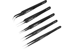 TOWOT 5PCS Präzisions Pinzette, Antistatische Edelstahlpinzette für Elektronik, Handwerk, Schweißen und Schmuckherstellung Industriepinzette