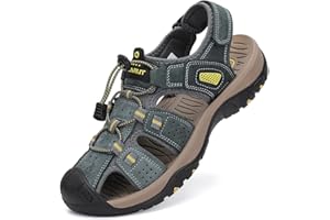 FLARUT Sandalias Deportivas Hombres Verano Exterior Senderismo Zapatos Trekking Casual Zapatos de Montaña Cuero Sandalias de Playa