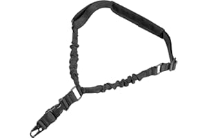 LIUDUO 1 Punkt Gewehr Sling Nylon Tactical Multi Gun Gurtband mit verstellbare Schulterpolster und elastischer Kordel für Jagd Camping Outdoor Sport, Schwarz