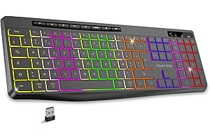 AD Advance - R Type, Clavier Sans Fil Silencieux Rechargeable, Touches Ergonomiques Rétroéclairées, Layout AZERTY Français, Autonomie Longue Durée, Connexion 2.4 Ghz, Compatible Windows, Mac, PC, Noir
