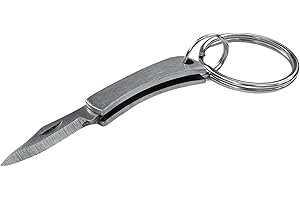 Munkees Brelok do kluczy z mikroskładanym nożem, najmniejszy nóż na świecie, mini przenośny brelok do kluczy, małe kieszonkowe ostrze taktyczne do użytku na zewnątrz, kemping, wędrówki, wędrówki z
