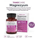 TAKECARE 4xMagnezyum, D Vitamini, Vitamin B6 ve B12, Doğası Değiştirilmemiş Tip 2 Kollajen, Kuersetin, Zerde&ccedil;al Ekstresi ve B