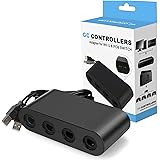 Controller Adapter for Gamecube, Super Smash Bros NGC Controller Adapter for Nintendo Switch, Wii U and PC USB w/ 4 Port - Pl