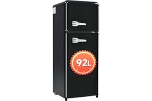 DRIXNO Retro-Kühlschrank. Kühl-Gefrier-Kombination, 105.5 cm hoch, 41 cm breit, zweitürig, 92 Liter Gesamtvolumen, mit 28 Liter Gefriervolumen.181 kWh/Jahr, -27°C ~13°C, LED-Licht