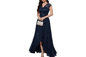 BBONLINEDRESS Bboninedress Robe de Soirée Cocktail Longue Asymétrique pour Mariage Invité Bal de Promo Anniversaire Cérémonie en Mousseline de Soie