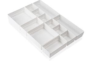 ALPOONS® - Schubladen Organizer (12er weiß) mit Antirutsch Pads für einen extra stabilen Halt. Organizer Schublade für eine klare Übersicht. Organizer Schminke sorgt für Ordnung im Chaos.