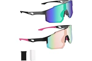 FAOKZE 2 Stück Polarisiert Fahrradbrille,Fahrradbrille Winddicht,Radfahrer Brille für Herren Damen,UV400 Schutz,für Radfahren,Motorradfahren,Laufen,Skifahren,Baseball,Bergsteigen,Angeln etc.