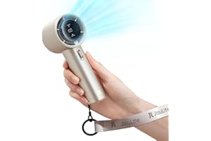 JISULIFE Portable Handheld Fan,Speed(1-100) Adjustable Turbo Mini Fan,5000mAh Battery Rechargeable Personal Fan with Metal Body,Digital Display,For Women Men Travel/Camping/Outdoor-Brown