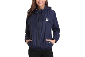 MIGCAPUT Chubasqueros Mujer Chaqueta Impermeable Abrigo Manga Larga Outdoor Deporte Cortavientos Impermeables Chaqueta Con Capucha Cortavientos Para Senderismo Camping