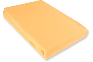 ‎JULIDO Julido Jersey Spannbettlaken 180-200x200 cm, Betttuch mit Gummizug, Bettlaken Apricot aus Baumwolle, Oeko-Tex Standard 100