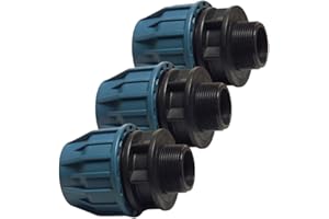 WELTENMARKT PP Klemmkupplung 2er-Pack – 20 mm x 1/2" AG | Klemm x Außengewinde | 16 bar Druck | PE-Rohr Fitting Schwarz/Blau | Für Trinkwasser (DVGW/KIWA/WRAS/SVGW)