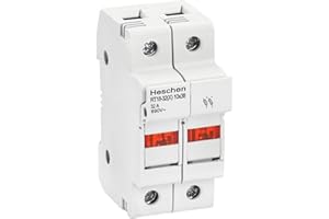Heschen Supporto per fusibile cilindrico RT18-32(X) 32A AC690V 2 poli montaggio guida DIN per RT18 RO15 fusibile 10 x 38 mm conforme alle norme CE UL