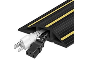 GUDUI 1.5M Floor Cable Cover Outdoor Cable Protector Rubber Floor Wire Covers 3 Cord Channels Floor Cable Tidy