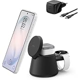 Belkin UltraCharge 3-in-1 Wireless Charging Station with USB-C Port for Watch (Watch Charger Not Included), Magnetic Charger