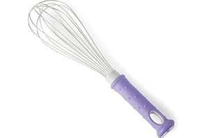 Lacor - 61590 - Batidor FIBREGLASS, Varillas Acero Inoxidable 18/10, Mango Ergonómico con Fibra de Vidrio, Color morado, Antialérgico, 25cm, Apto para el Lavavajillas