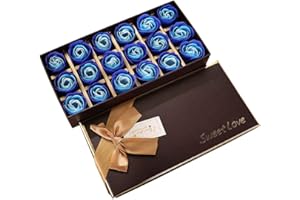 TEEROVA 18Pcs Rose Soap Flower Handmade Rose Scented Bath Soap Petals in Gift Box (B)
