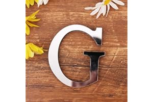 GSPIRIT 3D DIY Lettres Alphabet Décoratives Argent, Créatif Acrylique Surface du miroir Alphabet 26 lettres autocollant mural Fête de la décoration de la maison (G)