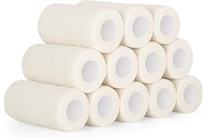 SEADESKY 12 Rolls Cohesive Bandage 4 Inch Self Adherent Cohesive Bandages 10cm x 4.5m Sports Wrap Tape Pet Vet Wrap Self Adhesive Bandages for First Aid Wrist Ankle (White)