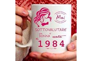 TEEDESIGN Tee Design Tazza 1984 Compleanno Donna 41 Anni, Idea Regalo Mai Sottovalutare una Donna nata nel 1984 - Tazze per Regali Divertenti - Gadget Divertente