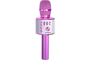 BONAOK Drahtloses Bluetooth-Karaoke-Mikrofon, 3-in-1-Karaoke Player Geburtstagsgeschenk Home-Party-Lautsprecher, für Android, für iPad, PC-Smartphone (Dunkelviolett)