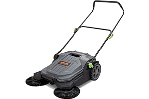 VEVOR Kehrmaschine mit Schub, mechanischer Kehrmaschine, Kehrbreite 65 cm, manueller Besen, nicht elektrisch, Abfallbehälter 18,9 l, klappbarer Griff, verstellbar in Winkel und Höhe für Hofeinfahrt