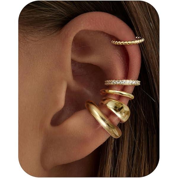 Orecchini Ear Cuff Senza Buco QKEPCY - 4 Paia In Lega Ipoallergenica, Stile Cartilagine, Regalo Moda Donna - Foto 10