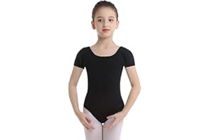 IEFIEL Maillot de Danza Clásica para Niña Body Ballet de Manga Corta Sólido Leotardo Gimnasia Rítmica Disfraz de Bailarina 3-16 Años