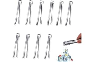 PTBWS Pince a glacon,10 Pcs pinces à Pince à Sucre en en acier inoxydable de qualité alimentaire, Pince Bonbon,pour Glace,Sucre,Biscuit,Bar,Buffet,Grill et Plus