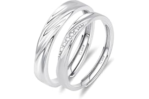 ANAZOZ Anelli Fidanzamento,Anelli Argento 925 Uomo,Rotondo Liscio Zirconi Bianco Fedine Fidanzamento Coppia Regolabili