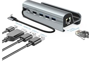 SCHITEC Station d'accueil Steam Deck Station 6 en 1 avec HDMI 2.0 4K et 30 Hz, 3 USB-A 3.0, 1000 Mbps Gigabit Ethernet, 65W PD Fast Charge Type C Hub USB Stations d'accueil Steam Deck