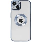 KZY İletişim Apple iPhone 13 ile Uyumlu ile uyumlu Kapak Yanları Renkli Lens Korumalı Logo G&ouml;steren Şeffaf Luxury Kılıf - A&ccedil;ı