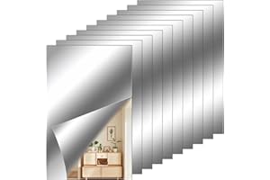 QESSUVNC 10 Stücke Spiegelfolie Selbstklebend Spiegel, Flexibler Klebespiegel Nicht Glas Spiegelfliesen Selbstklebend Fliesenspiegel Wandaufkleber für DIY Hause Badezimmer Wanddekoration (4 x 6 Zoll)